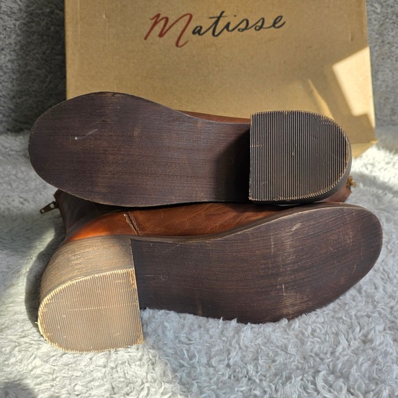 Matisse Vintage Brown Distressed Leather Ankle‎ Boots Pull On Chelsea 9M NEW - Picture 5 of 8